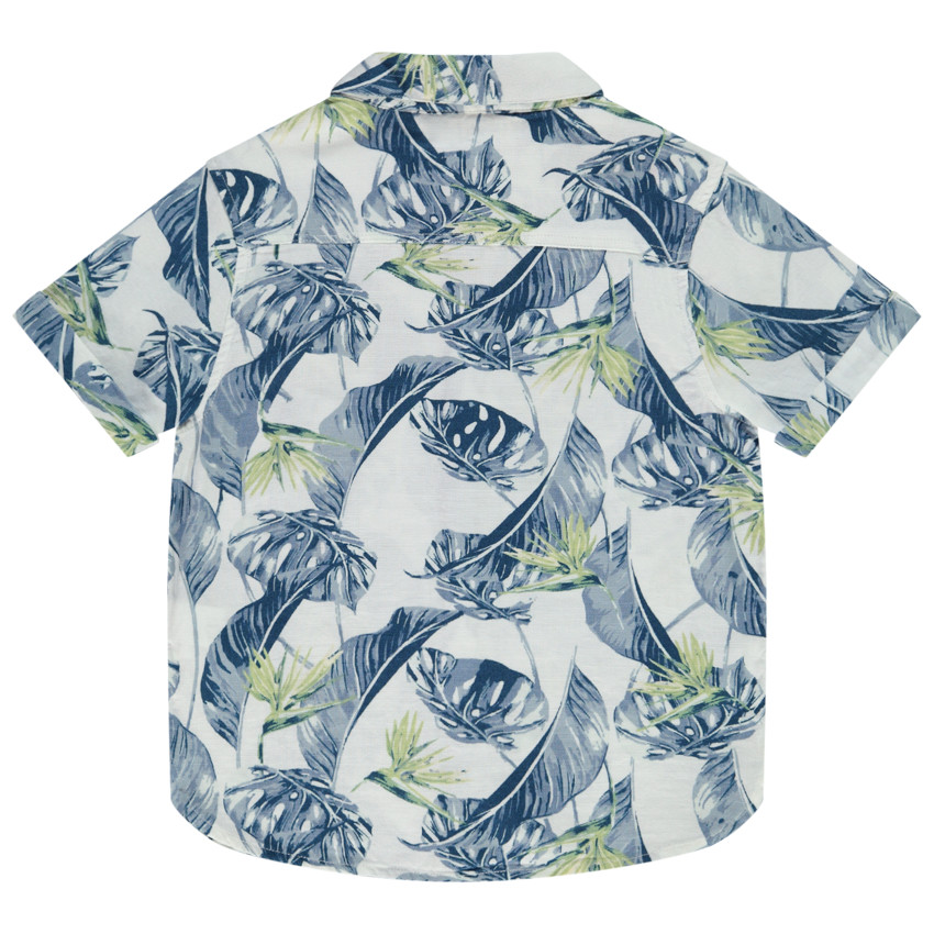 Korte mouwen katoenen overhemd met plantenprint voor jongens 