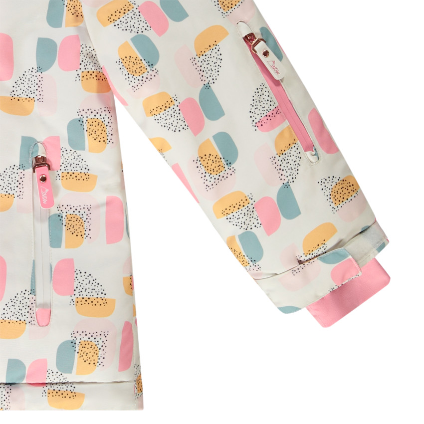 Blouson de ski à capuche amovible et imprimé graphique pour fille 