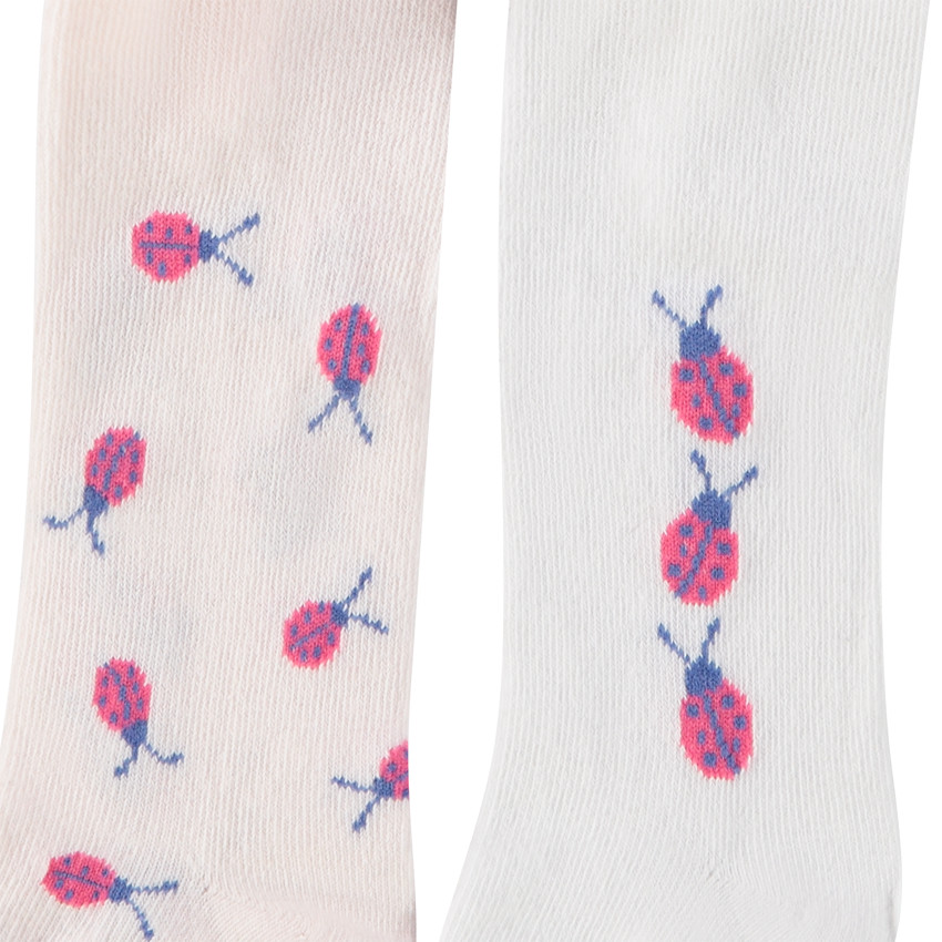 Lot de 2 paires de collants épais imprimé coccinelles pour bébé fille 