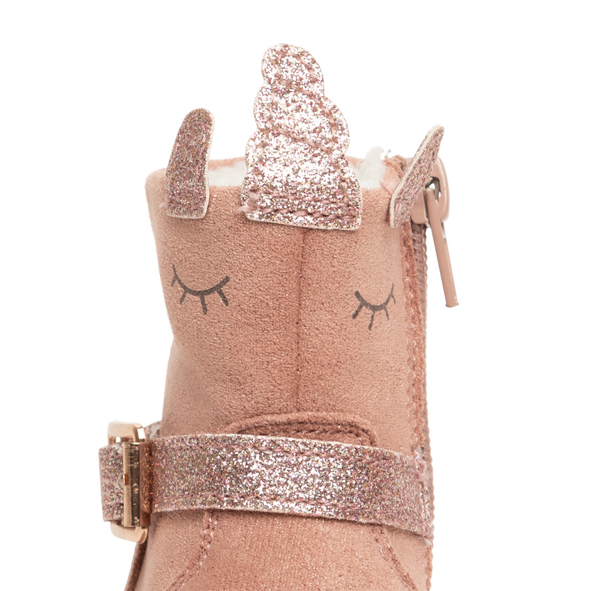 Meisjeslaarzen met regenboogeffect, eenhoornprint en glitterdetails 