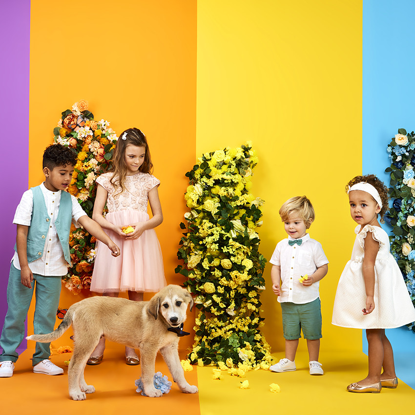 Pantalon en toile avec ceinture rayée à double boucles pour garçon 