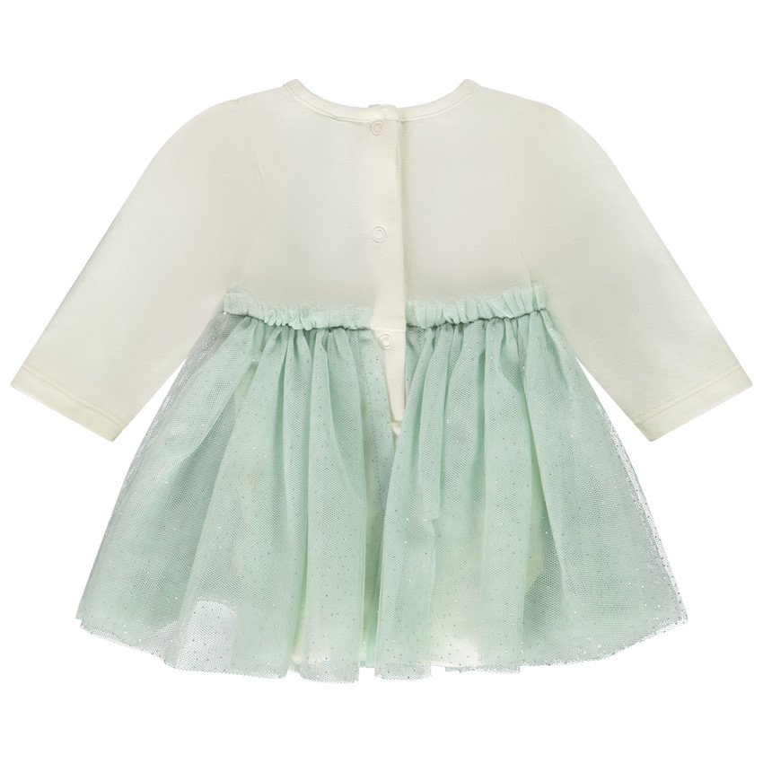 Lange mouwen bodyjurk 2-in-1 effect bi-materiaal voor baby meisjes 