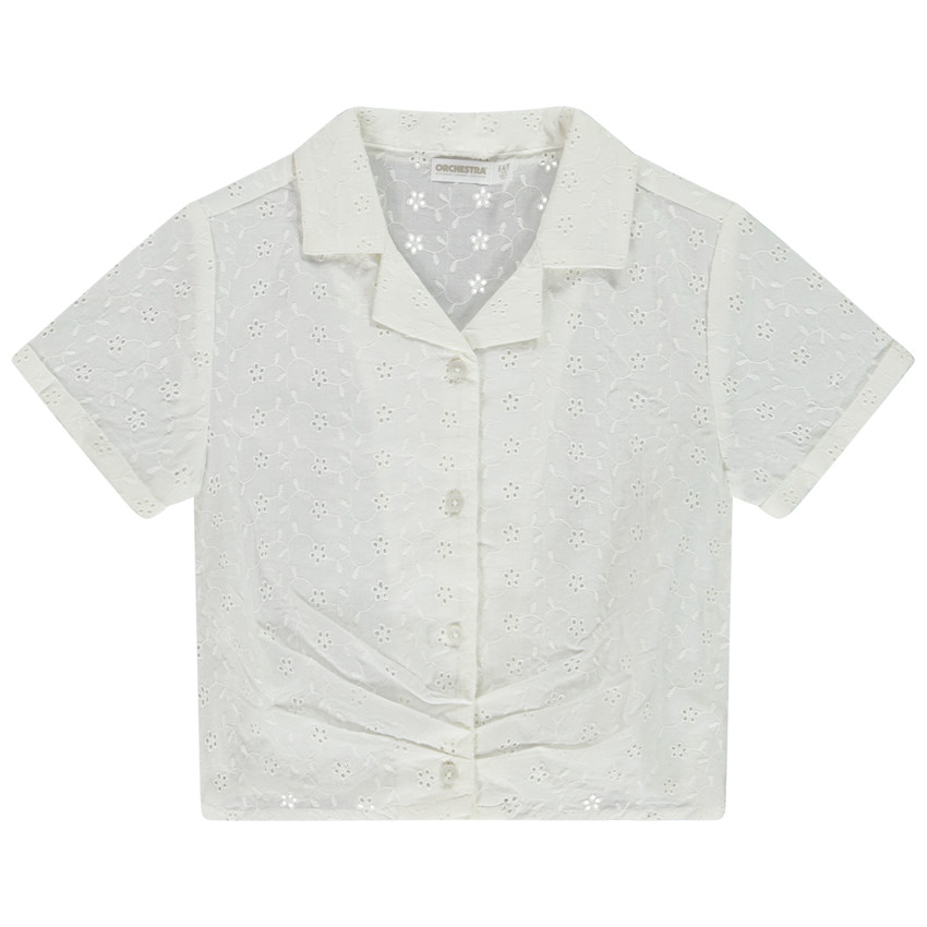 Blouse met korte mouwen in Engels borduursel voor meisjes 