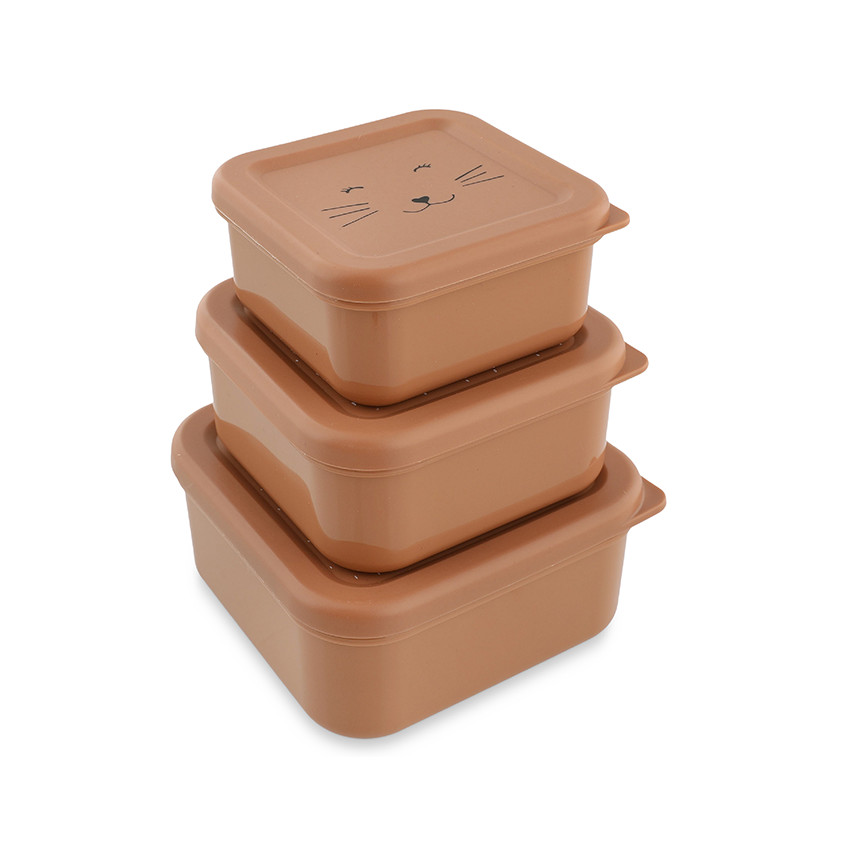 Set van 3 nestbare roze lunchboxen Mrs. Cat 