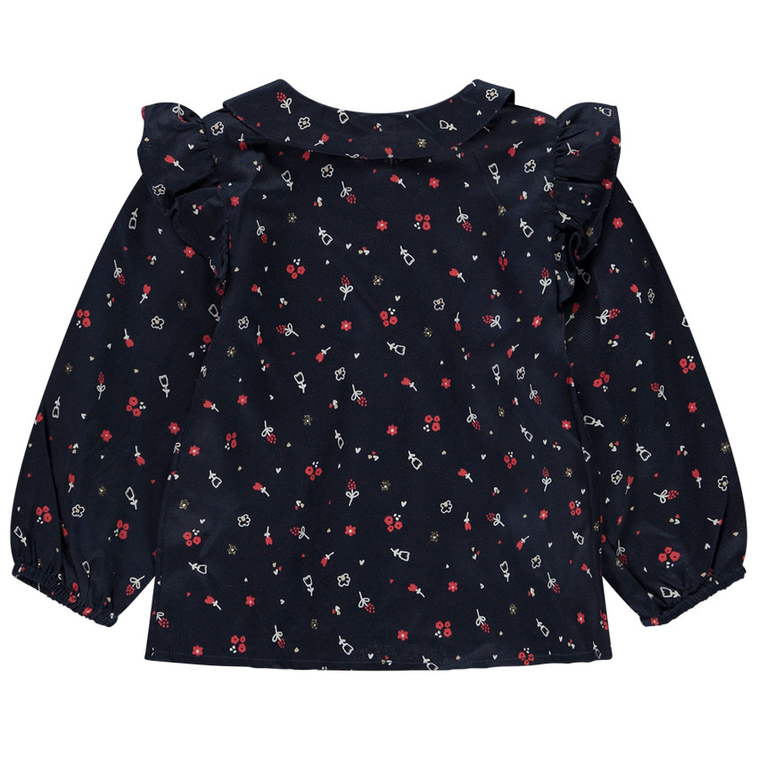 Tuniek met lange mouwen en strik, bloemenprint voor meisjes 