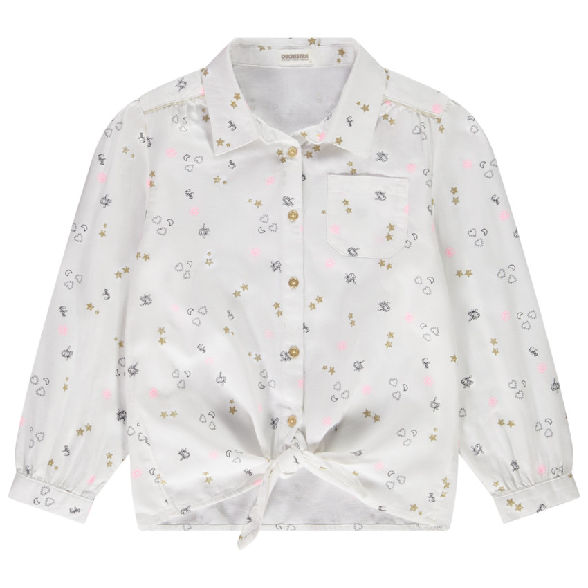 Chemise en coton imprimé étoiles et coeurs pour fille 