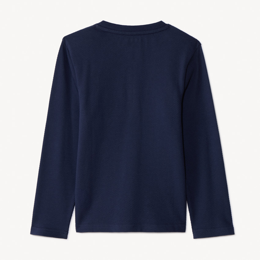 T-shirt manches longues en nid d'abeille et col tunisien pour garçon 