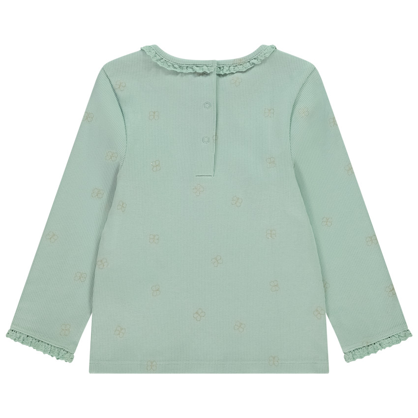 T-shirt manches longues maille côte et print fantaisie pour bébé fille 