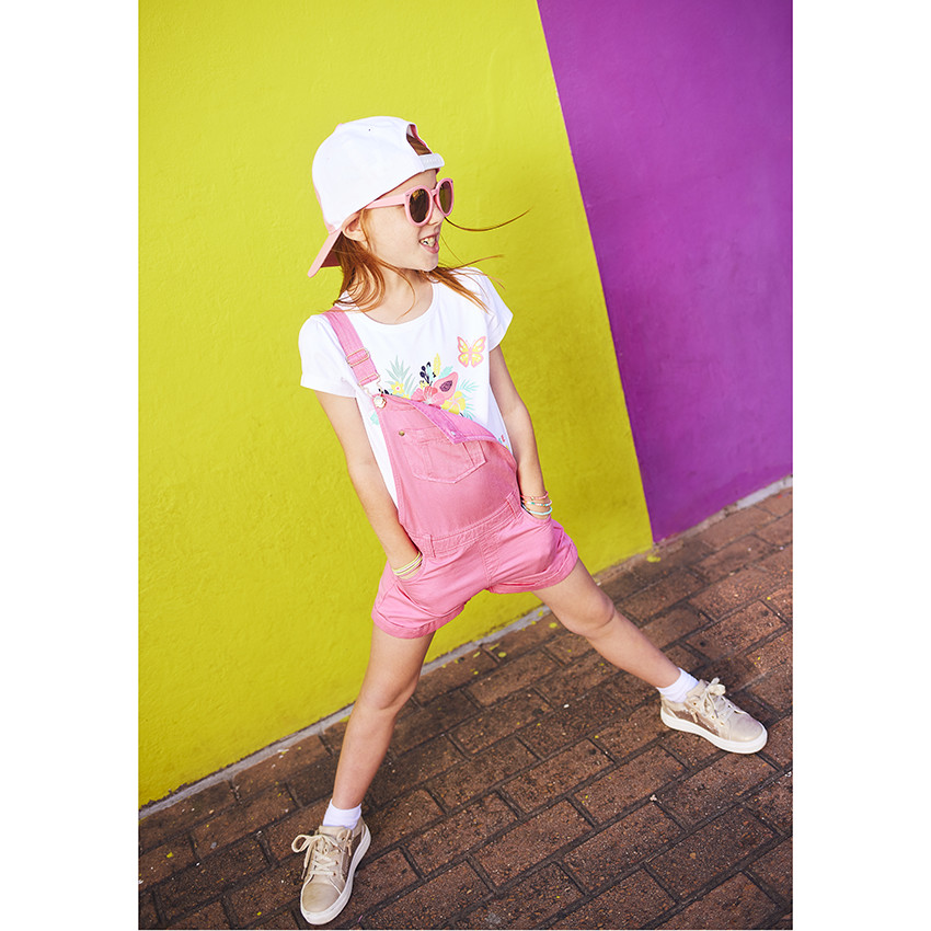 Salopette courte unie en lyocell pour fille 