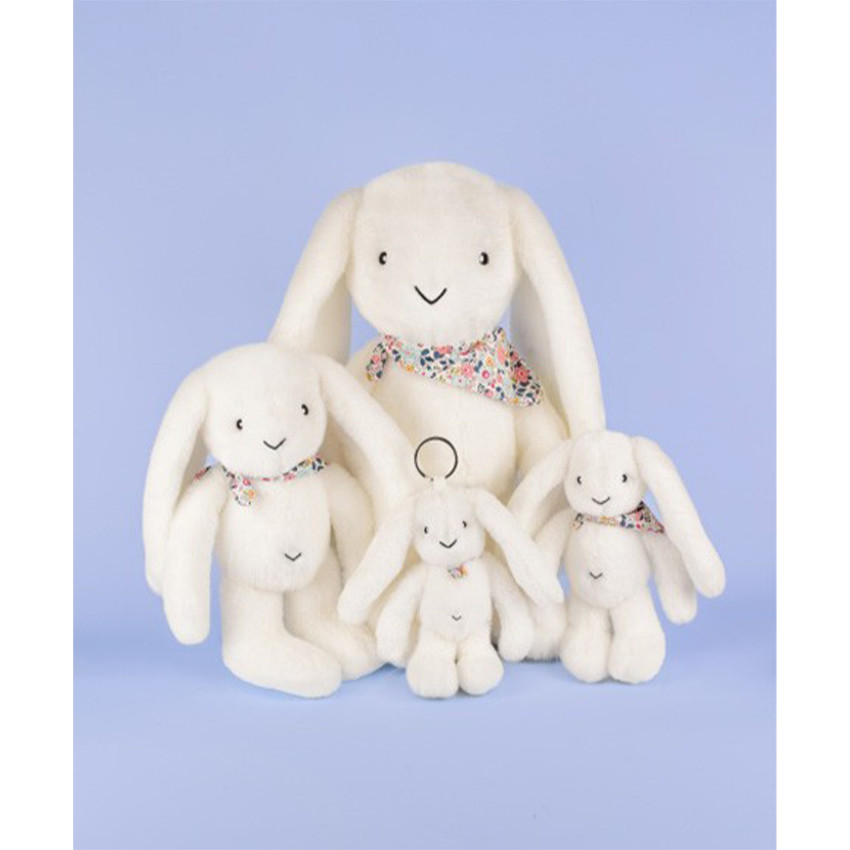 Peluche Lapin Fleurette 35cm Blanc 
