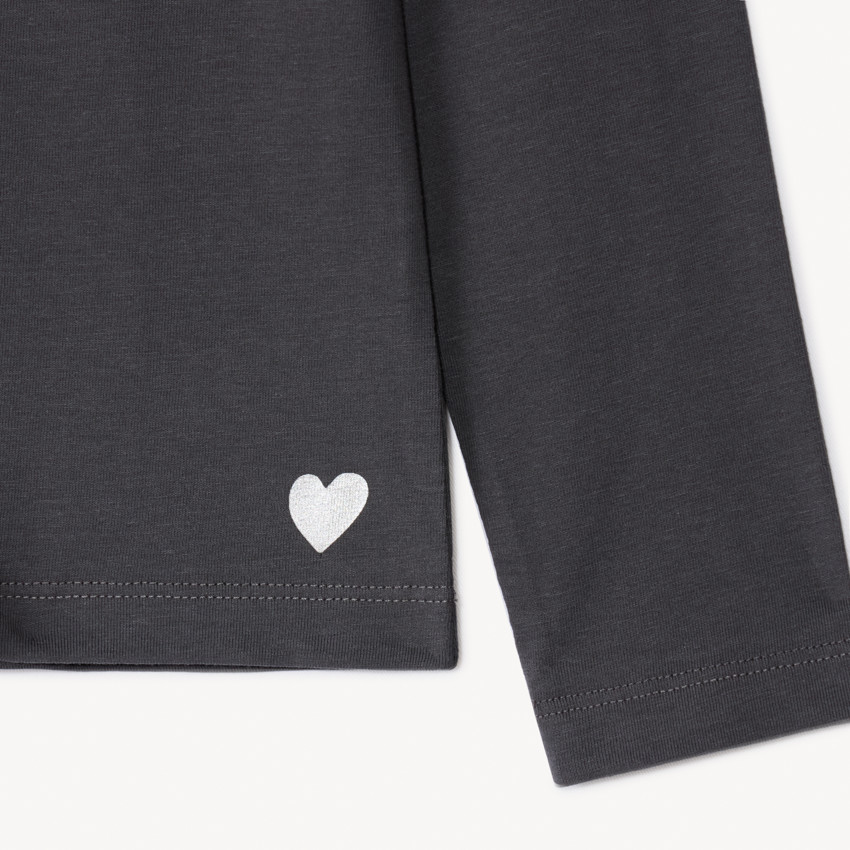 Set van 3 lange mouwen T-shirts met foliedruk hartje meisjes 