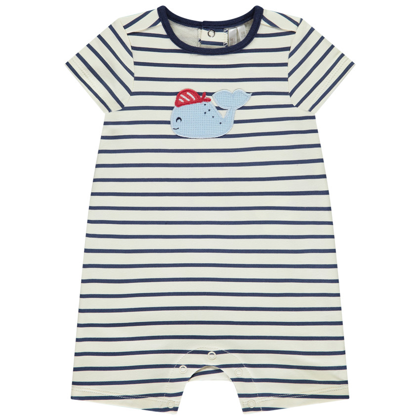 Korte jumpsuit met walvis patch voor jongen 