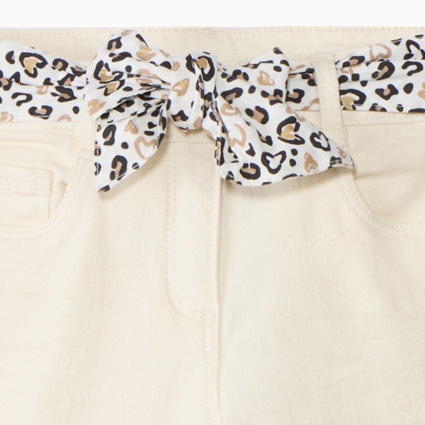 Jean slim avec ceinture léopard à nouer pour bébé fille 