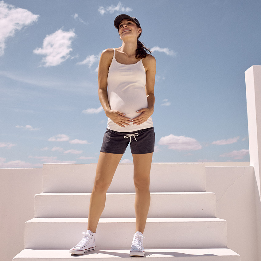 Short de grossesse en molleton avec bandeau haut 