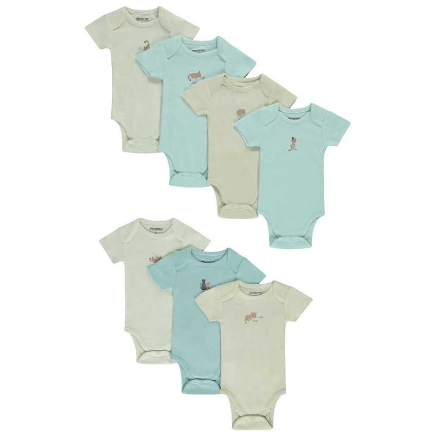 Set van 7 bodies met korte mouwen print kat voor baby 