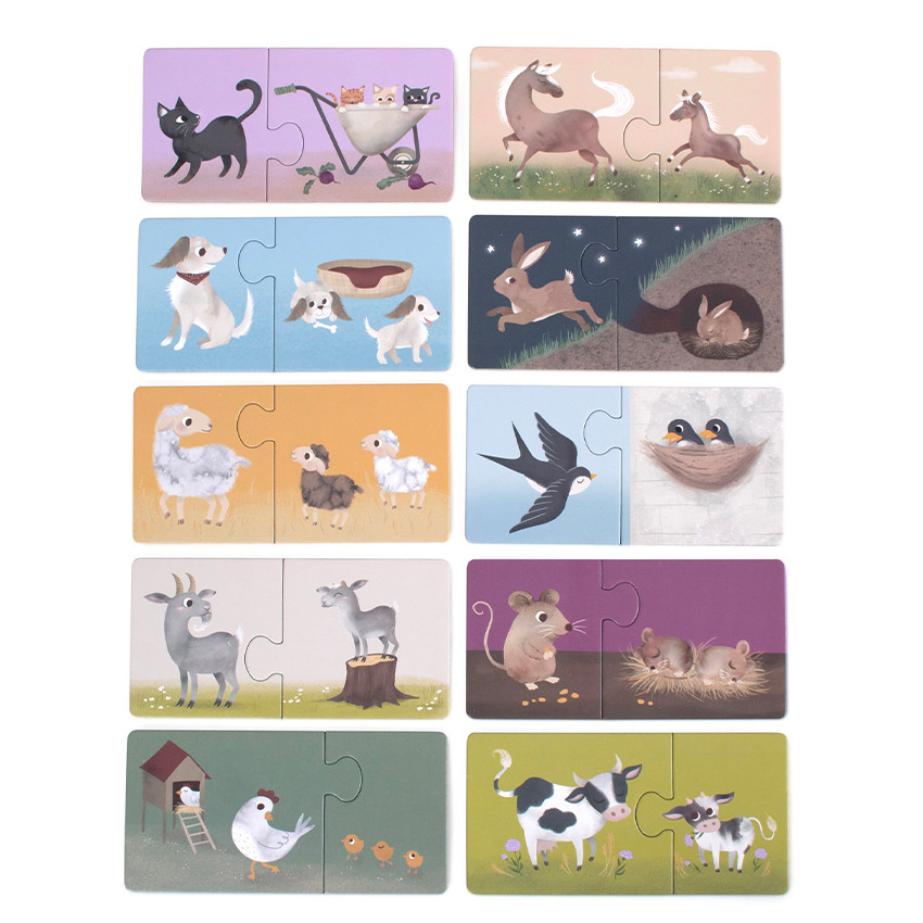 Puzzle set de 10 pièces Les Animaux parents et petits 3ans+ 