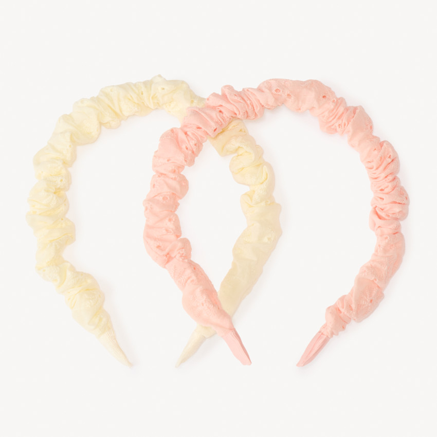 Lot de 2 serre-têtes en broderie anglaise pour fille  