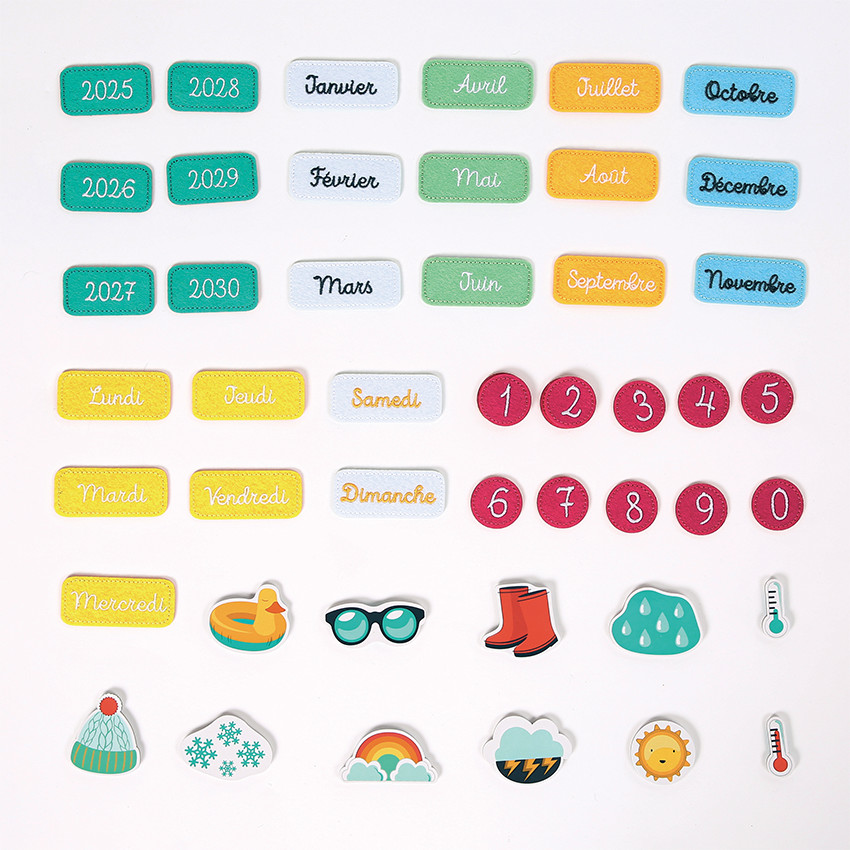 Calendrier ludique en tissu corail 