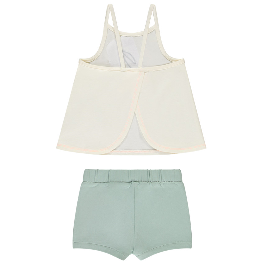 2-delig ensemble met kersen 3D bloemblaadjes voor meisje 