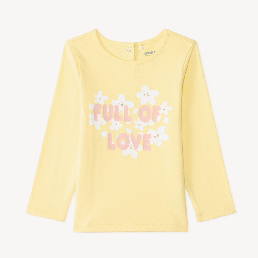 T-shirt manches longues bébé fille print pailleté fantaisie 
