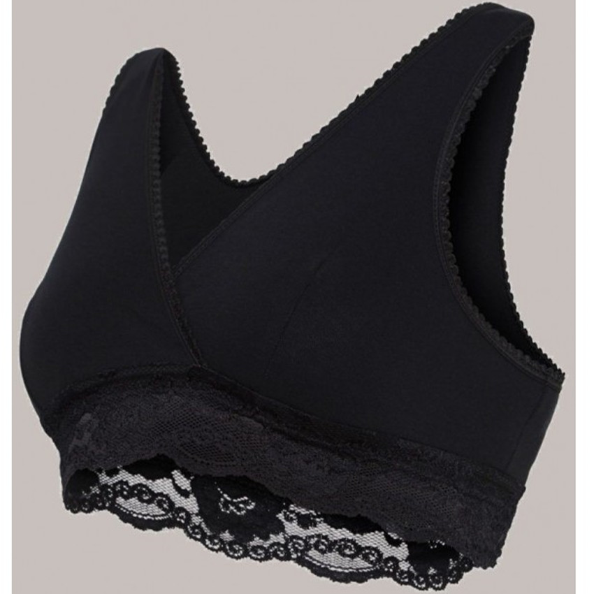 L - Brassière d'allaitement cache-coeur coton - Noir 