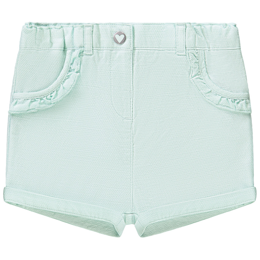 Short uni en toile fantaisie avec détails volantés pour bébé fille 