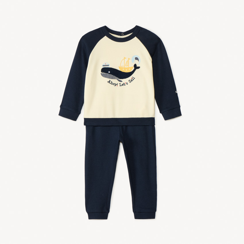 Joggingset van fleece met walvissenprint voor jongensbaby's 