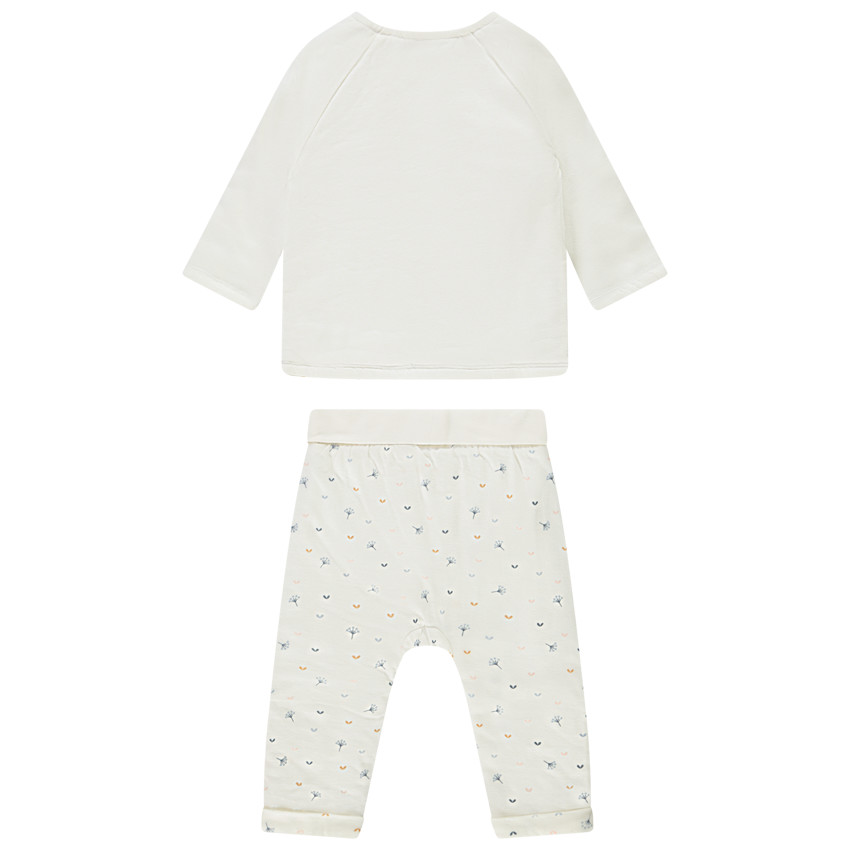 Ensemble en velours et jersey ouatiné t-shirt manches longues + pantalon imprimé fleuri pour bébé fille 