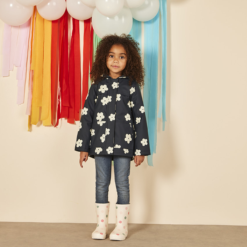 Parka gom gewatteerd met bloemenprint voor meisjes 