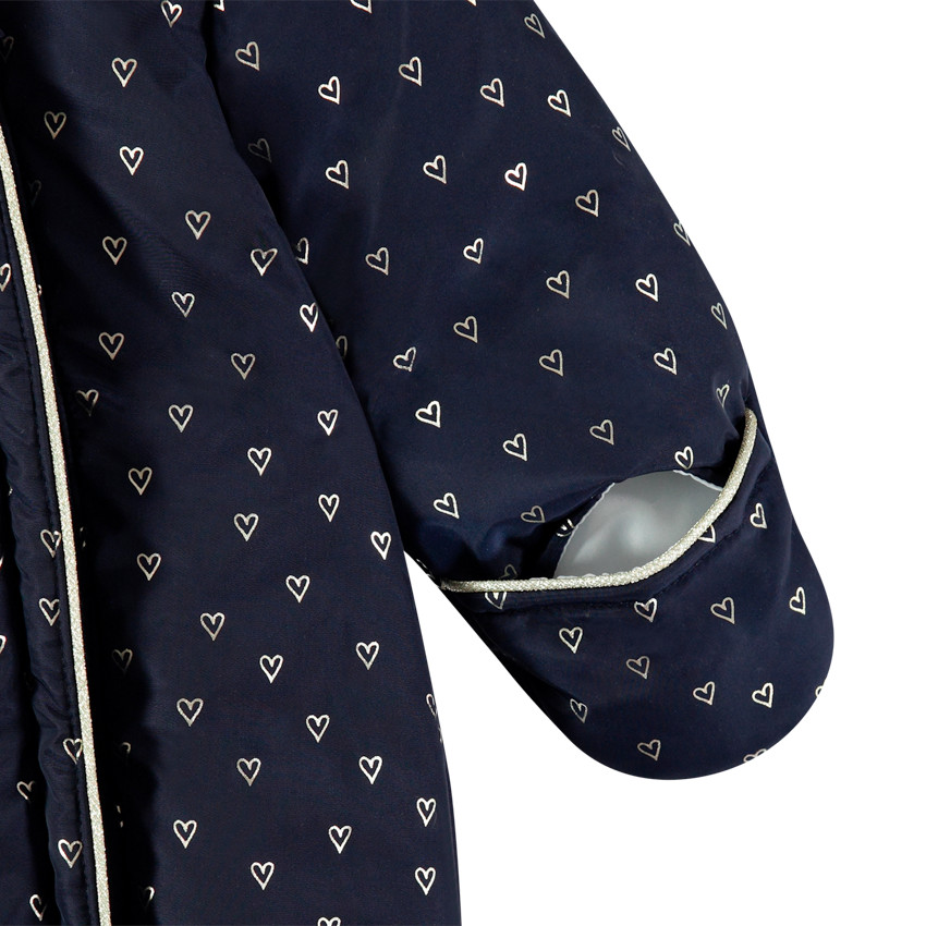 Combi-pilote imprimée coeurs doublée sherpa pour bébé fille 