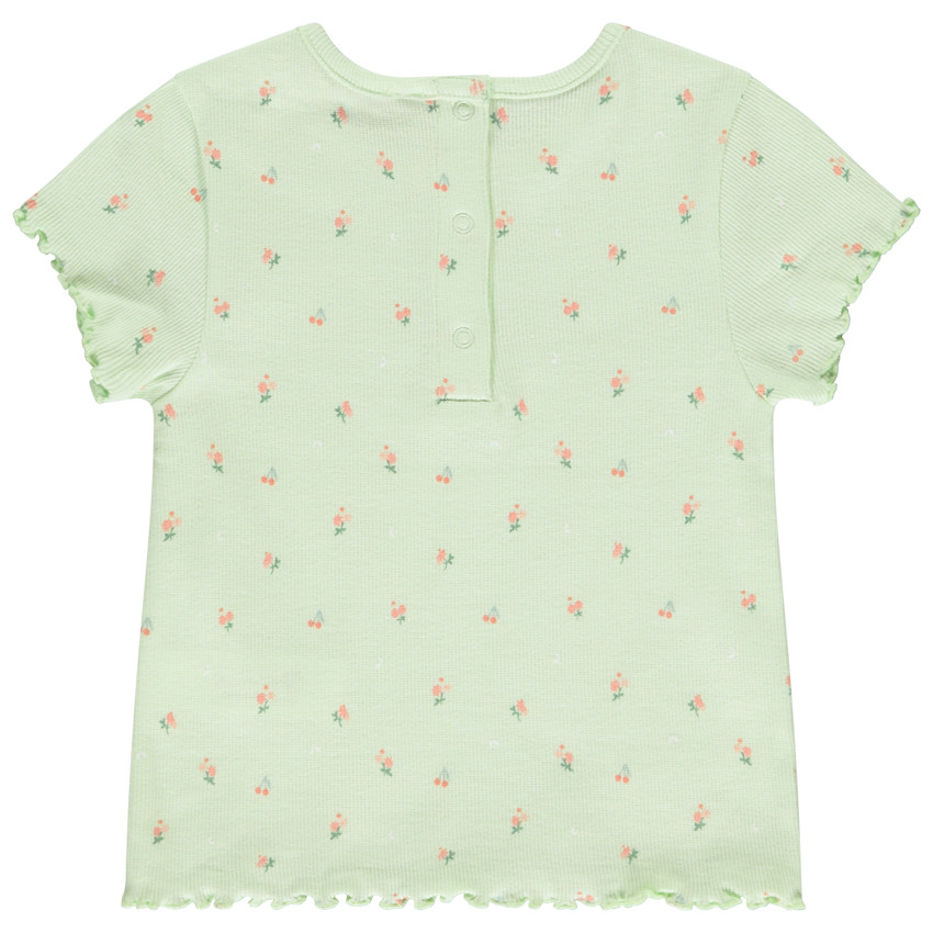 T-shirt manches courtes côtelé imprimé fleurs pour bébé fille 