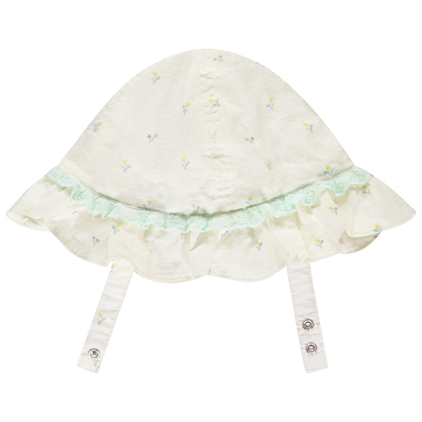 Charlotte à volant brodé imprimé plantes pour bébé fille 