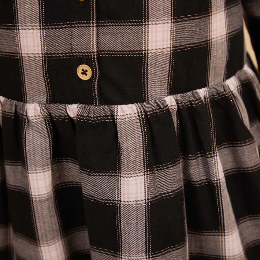 Robe chemise à carreaux en voile pour fille 