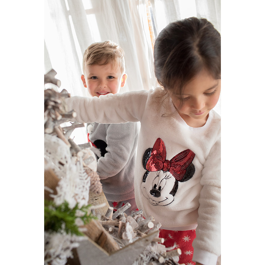 Pyjama en sherpa bicolore avec Minnie Disney en sequins 