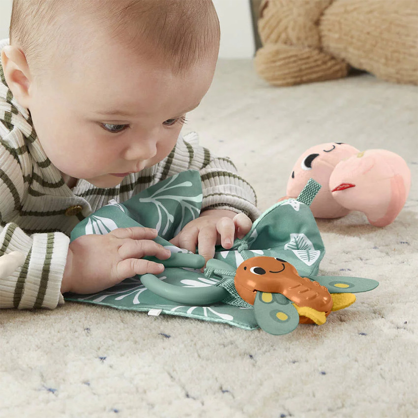 Coffret de naissance avec carré en tissu + 3 hochets  