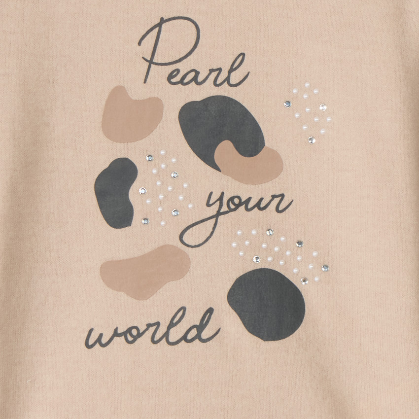 T-shirt manches longues oversize à strass pour fille 