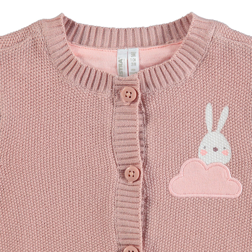 Gilet en maille doublé jersey avec nuage brodé 