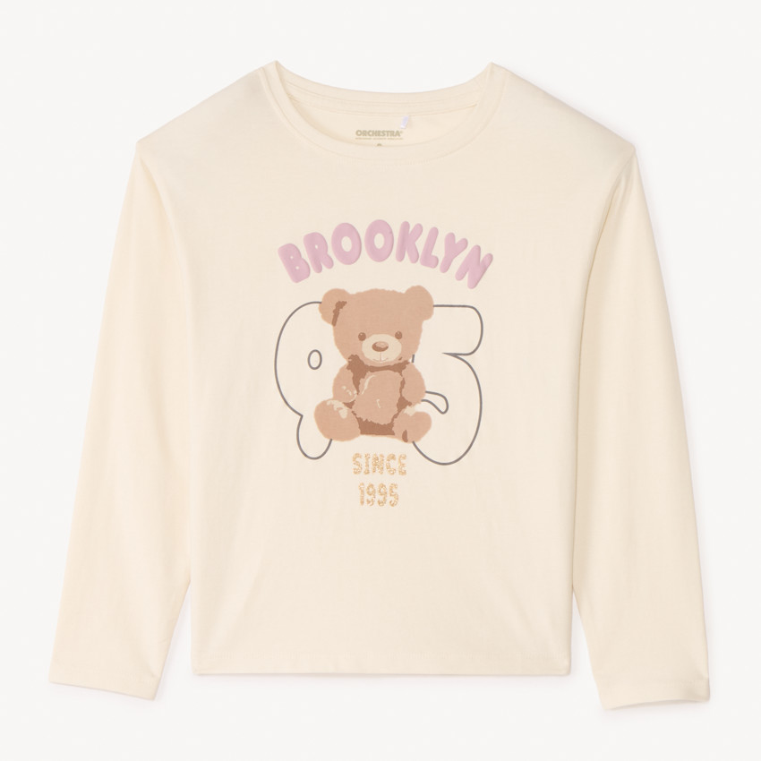 T-shirt met lange mouwen met berenprint voor meisjes 
