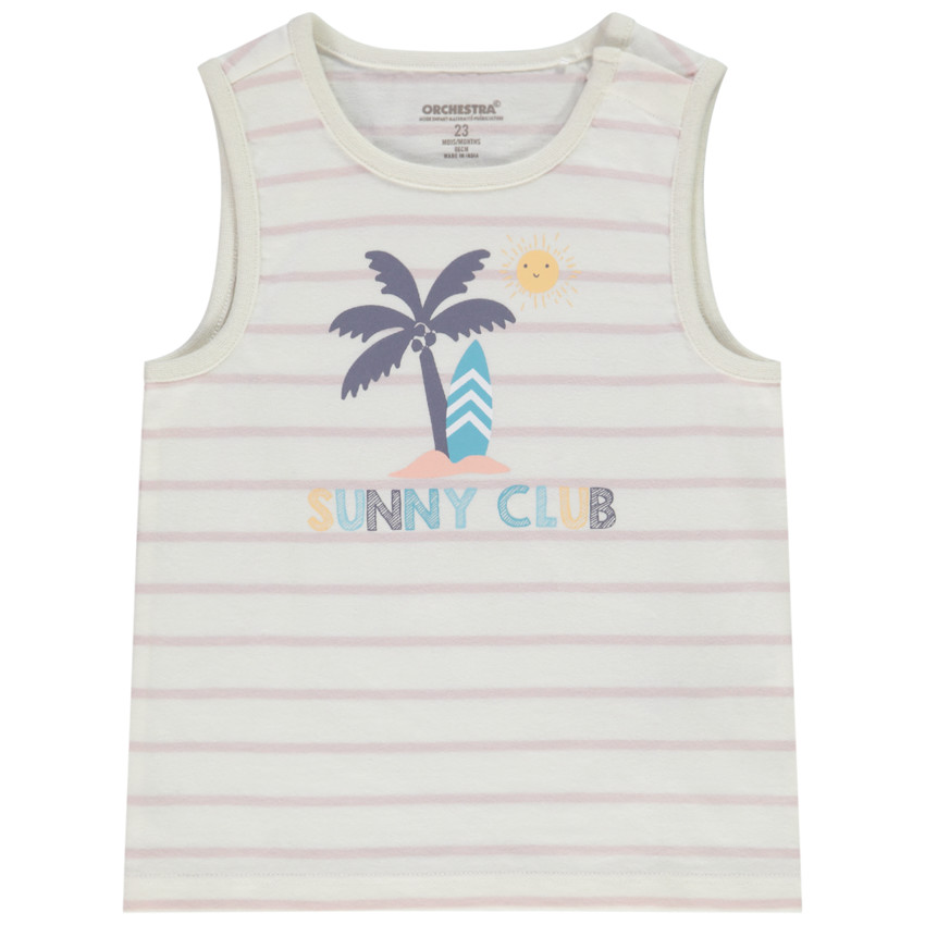 Mouwloos shirt in jersey met strepen en print voor baby jongen 