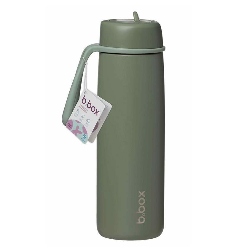 Gourde isotherme avec paille Flip Top 690ml Olive 