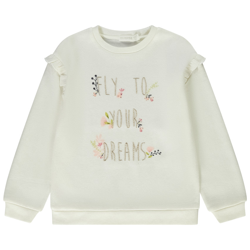 Sweat brodé en maille coupé-cousu pour fille 