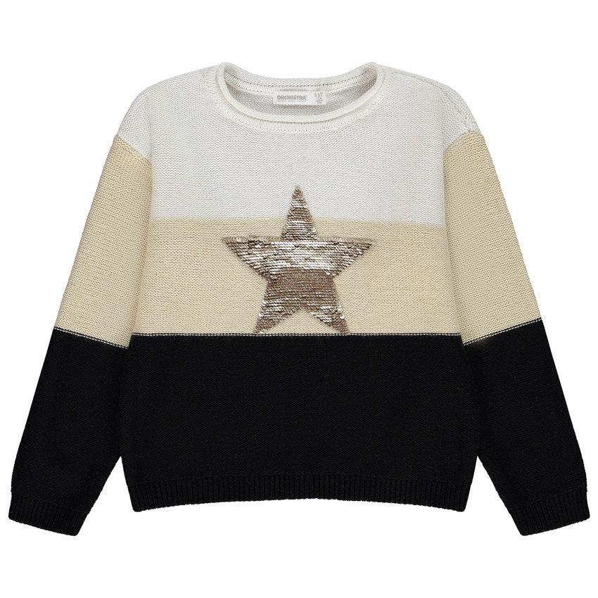 Trui met colour block effect en magische pailletten voor meisjes 