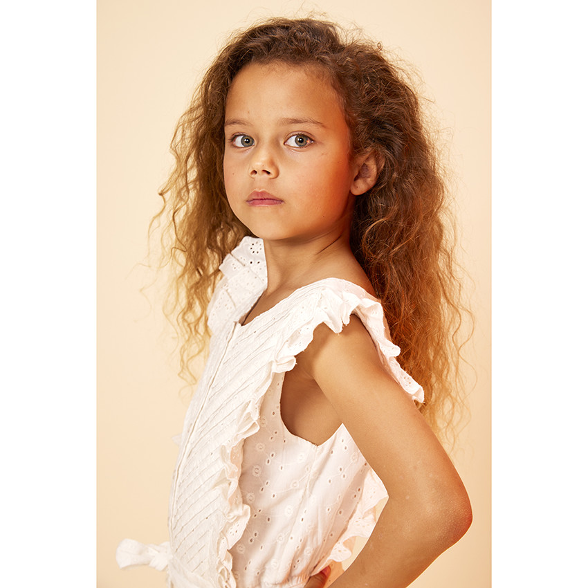 Lange jumpsuit in Engels borduursel voor meisjes 