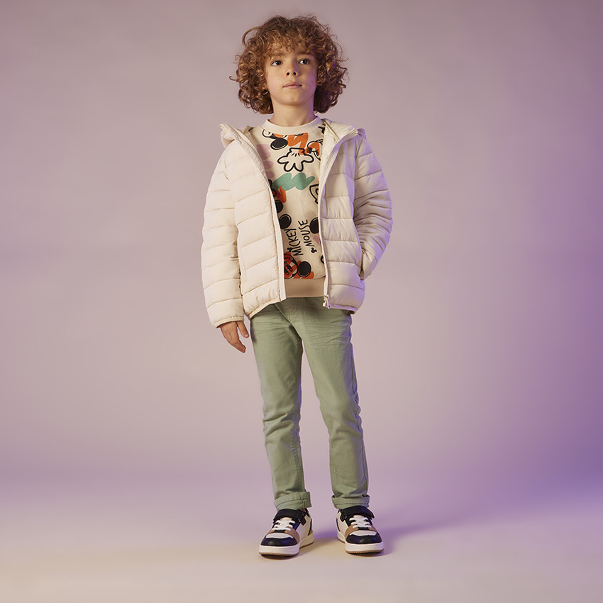 Slim fit unicolore crinkle broek voor jongens 