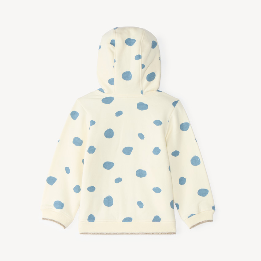 Gilet bébé fille en molleton à capuche imprimé effet tâche 