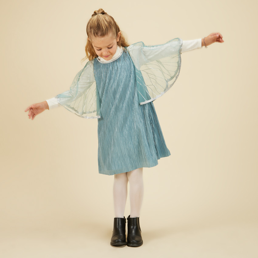 Robe de princesse bleue avec cape pour fille 3-5 ans