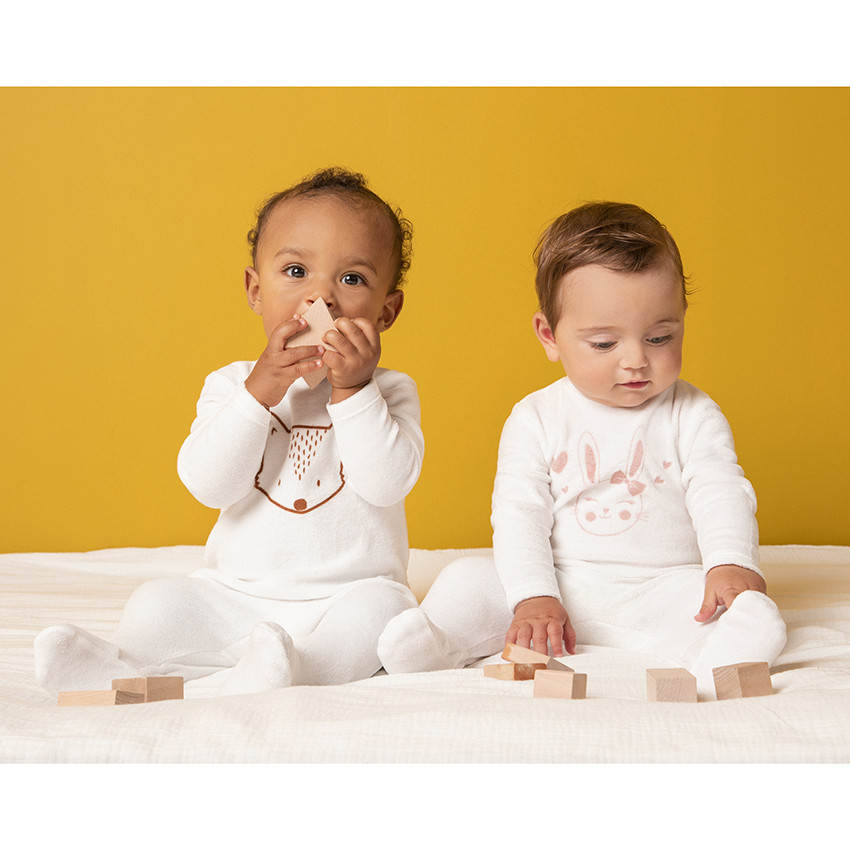Fluwelen babypyjama voor jongens met vossenprint 