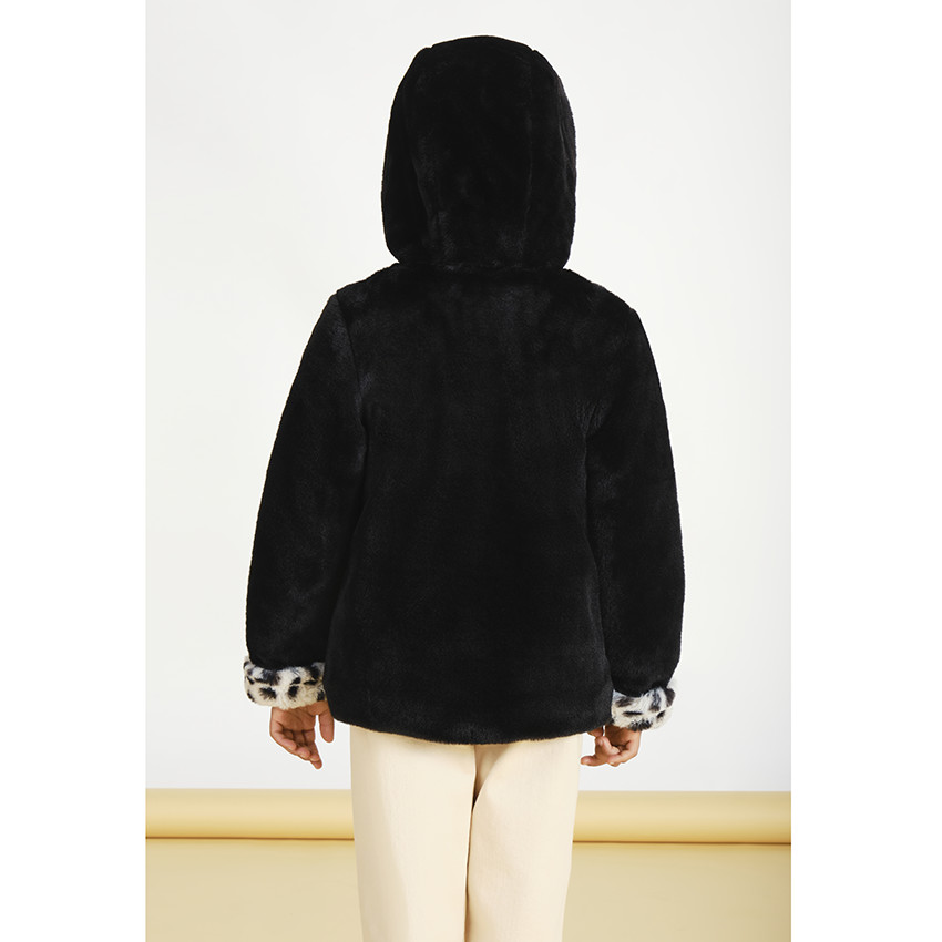 Jas met kap in sherpa met sherpa voering voor meisjes 