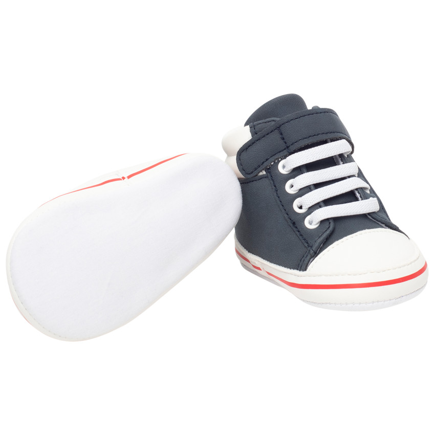 Baskets montantes en toile empiècements contrastés pour bébé garçon 