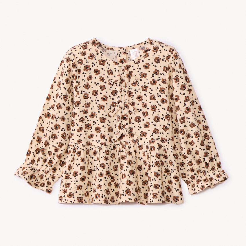 Tuniek met lange mouwen, bloemenprint, voor babymeisje 
